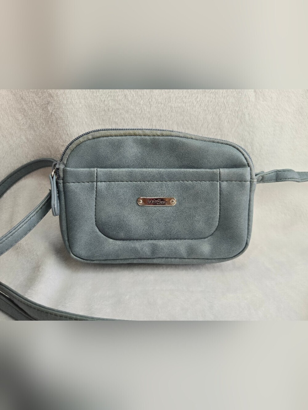 Multisac Light Blue Faux Leather Mini Crossbody Bag